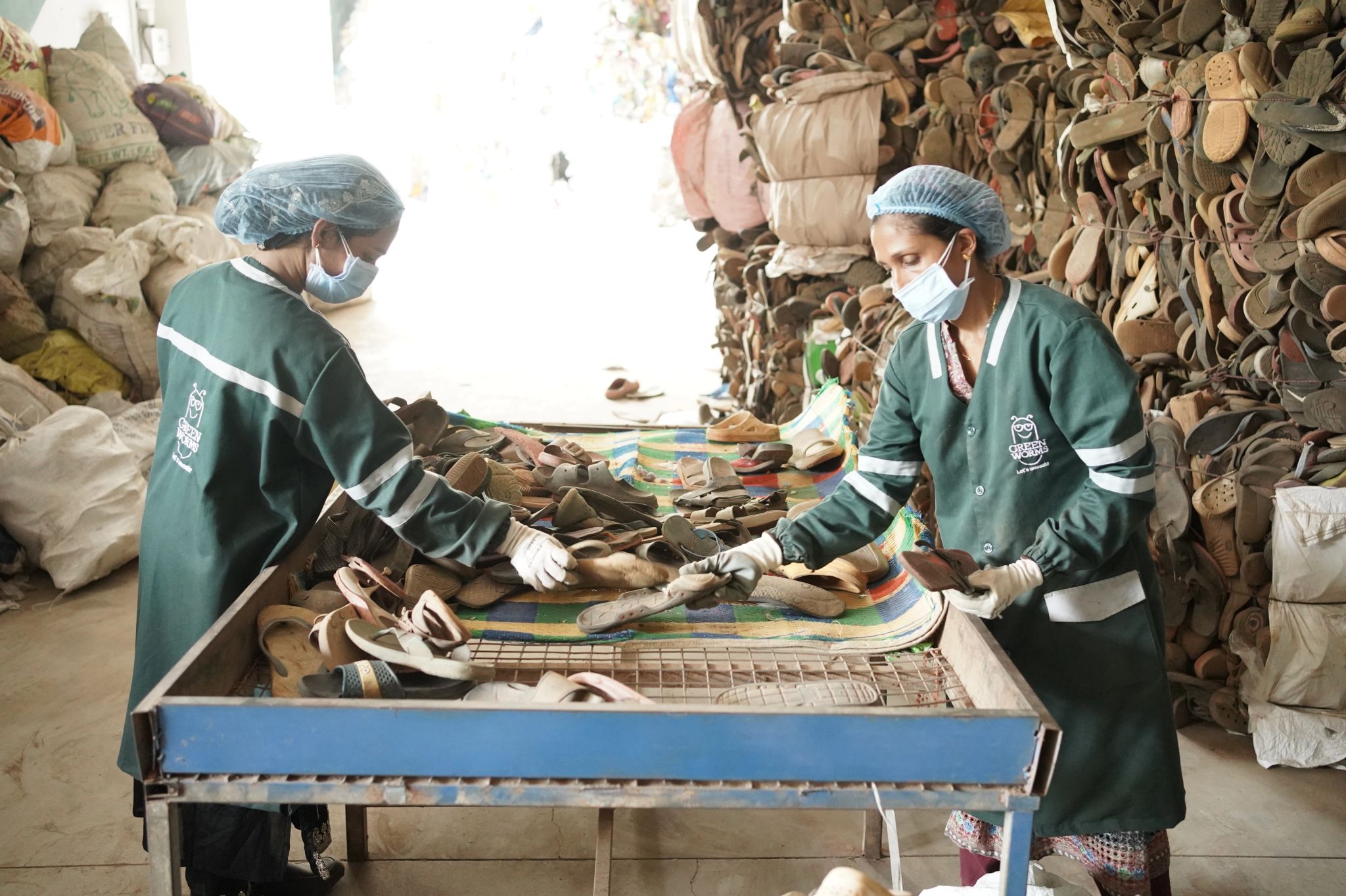 Manual inspection and categorization of footwear waste